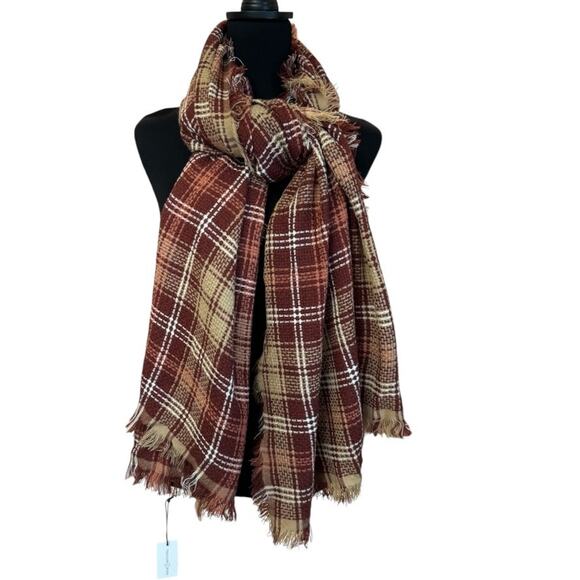 New ~ TREASURE & BOND NORDSTROM ~Red Poplin Chex Academia Plaid Scarf Size OS - Picture 1 of 3